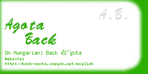 agota back business card